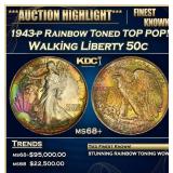 1943-p Walking Liberty Half Dollar Rainbow Toned T