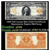1906 $20 Large Size Gold Certificate Grades xf+ Si