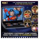 5 Coin DC Comic Book Superman Gold Plated Round Co