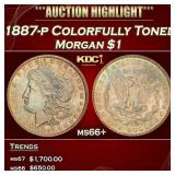 1887-p Morgan Dollar Colorfully Toned $1 ms66+ SEG