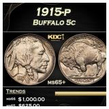 1915-p Buffalo Nickel 5c Grades ms65+