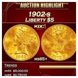1902-s Gold Liberty Half Eagle $5 ms65+ SEGS