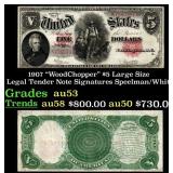 1907 $5 Large Size Legal Tender Note "WoodChopper"