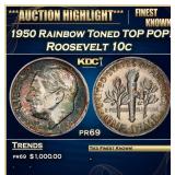 1950 Proof Roosevelt Dime Rainbow Toned TOP POP! 1