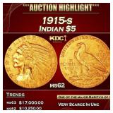 1915-s Gold Indian Half Eagle $5 ms62 USCG