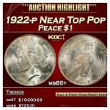 1922-p Peace Dollar Near Top Pop $1 ms66+ SEGS