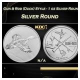 Gun & Rod (Duck) Style - 1 oz Silver Round Round
