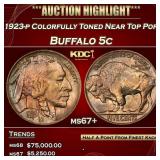 1923-p Buffalo Nickel Colorfully Toned Near Top Po