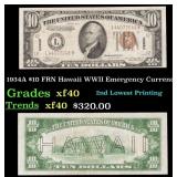 1934A $10 FRN Hawaii WWII Emergency Currency Grade