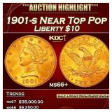 1901-s Gold Liberty Eagle Near Top Pop $10 ms66+ S