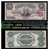 1891 $10 Red Seal Silver Certificate "Tombstone" G