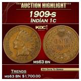 1909-s Indian Cent 1c ms63 bn USCG