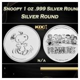 Snoopy 1 oz .999 Silver Round Round