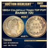 1893-p Barber Dime Colorfully Toned TOP POP! 10c m