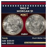 1902-p Morgan Dollar $1 Grades ms64+