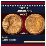1920-p Lincoln Cent 1c Grades ms66 rd