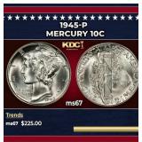 1945-p Mercury Dime 10c ms67 SEGS