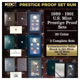 1989-1991 US Mint Prestige Proof Sets - 20 Coins,