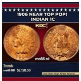 1906 Indian Cent Near Top Pop! 1c ms66 rd SEGS