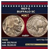1927-s Buffalo Nickel 5c ms64+ SEGS