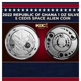 2022 Republic of Ghana 1 oz Silver 5 Cedis Space A