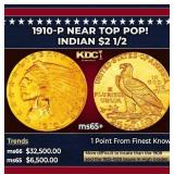 1910-p Gold Indian Quarter Eagle Near Top Pop! $2