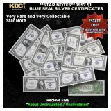 5x **STAR NOTES** 1957 $1 Blue Seal Silver Certifi