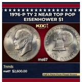 1976-p Ty 2 Eisenhower Dollar Near Top Pop $1 ms67