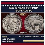 1937-s Buffalo Nickel Near Top Pop 5c ms67+ SEGS