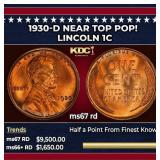 1930-d Lincoln Cent Near Top Pop! 1c ms67 rd SEGS