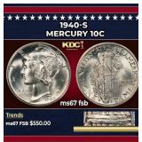 1940-s Mercury Dime 10c ms67 fsb SEGS