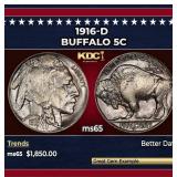 1916-d Buffalo Nickel 5c ms65 SEGS