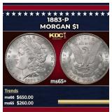 1883-p Morgan Dollar $1 Grades ms65+