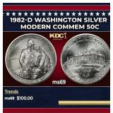 1982-d Washington Modern Commem Half Dollar Silver