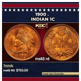 1900 Indian Cent . 1c Grades ms65 rd