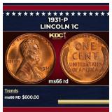 1931-p Lincoln Cent 1c Grades ms66 rd