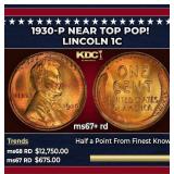 1930-p Lincoln Cent Near Top Pop! 1c ms67+ rd SEGS