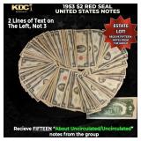 15x 1953 $2 Red Seal United States Note Grades AU/