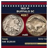 1921-p Buffalo Nickel 5c ms65 SEGS