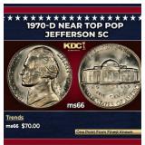 1970-d Jefferson Nickel Near Top Pop 5c ms66 SEGS