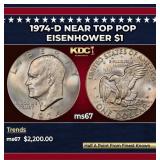 1974-d Eisenhower Dollar Near Top Pop $1 ms67 SEGS