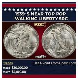 1939-s Walking Liberty Half Dollar Near Top Pop 50