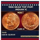 1906 Indian Cent Near Top Pop! 1c ms66 rd SEGS