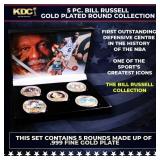 5 Coin Bill Russell Gold Plated Round Collection
