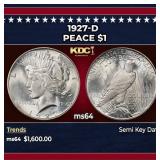 1927-d Peace Dollar $1 ms64 SEGS