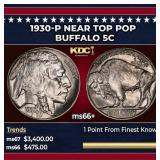 1930-p Buffalo Nickel Near Top Pop 5c ms66+ SEGS