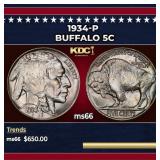 1934-p Buffalo Nickel 5c Grades ms66