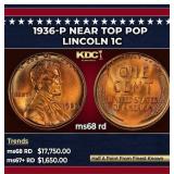1936-p Lincoln Cent Near Top Pop 1c ms68 rd SEGS