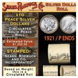 Circ Peace SEARS Roll 10 Coin Silver Dollars $1 19