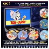 6 Coin Tom and Jerry Gold Plated Round Collection